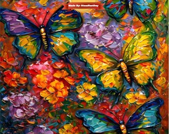 Vibrant Paint by Numbers Kit with Butterflies Design - Framed and Colorful Chunky Painting Set for Home Decor and Gifts