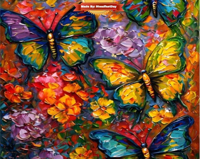 Vibrant Paint by Numbers Kit with Butterflies Design - Framed and Colorful Chunky Painting Set for Home Decor and Gifts