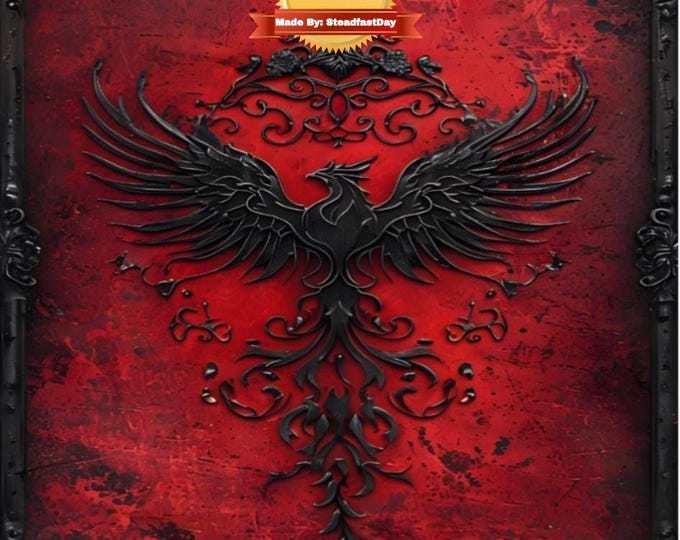 Phoenix Design Paint by Numbers Kit, Gothic Art Framed Set, Crimson Background, Creative DIY Craft, Art Gift, Paint by Number, Free Shipping