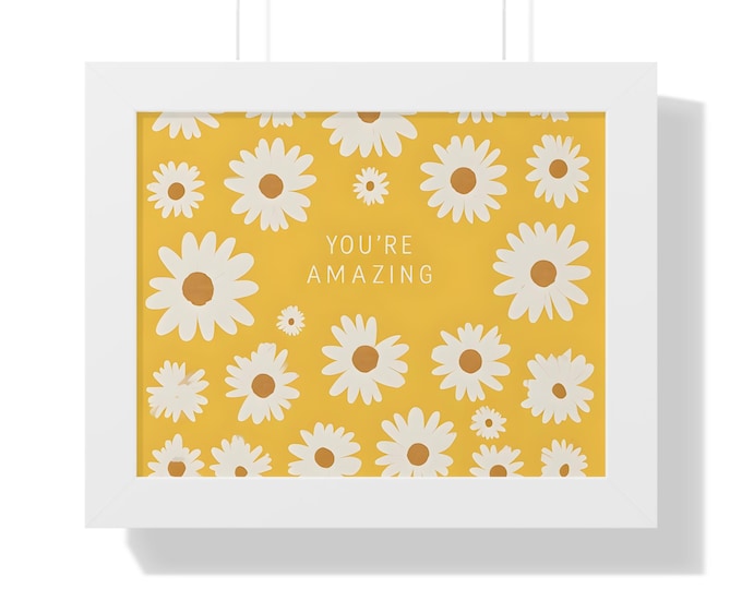 Cheerful Yellow Daisy Wall Art for Kids Bedroom | Floral Nursery Print & Framed Decor | Bright - Playful Kids Gift Under 50