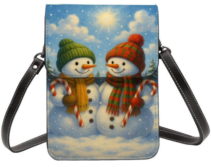 Snowman Winter Phone Purse, Christmas Crossbody Bag