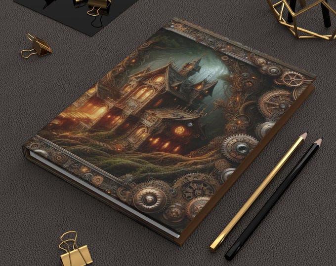 Steampunk Hardcover Journal - Vintage Fantasy Writing Notebook, Perfect Gift for Writers, Journal Lovers, and Steampunk Fans