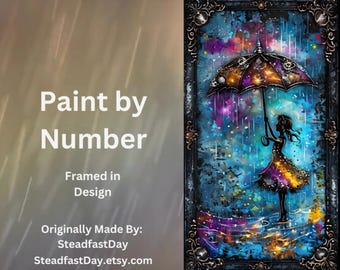 Girl with Umbrella Paint by Numbers Kit: Framed DIY Art