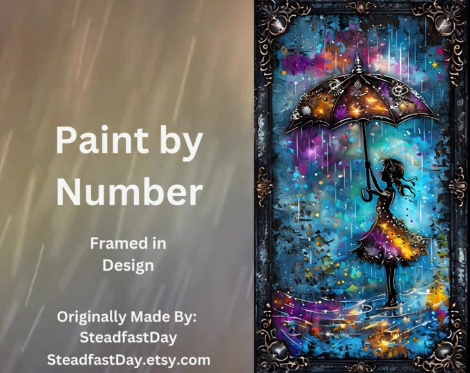 Girl with Umbrella Paint by Numbers Kit: Framed DIY Art
