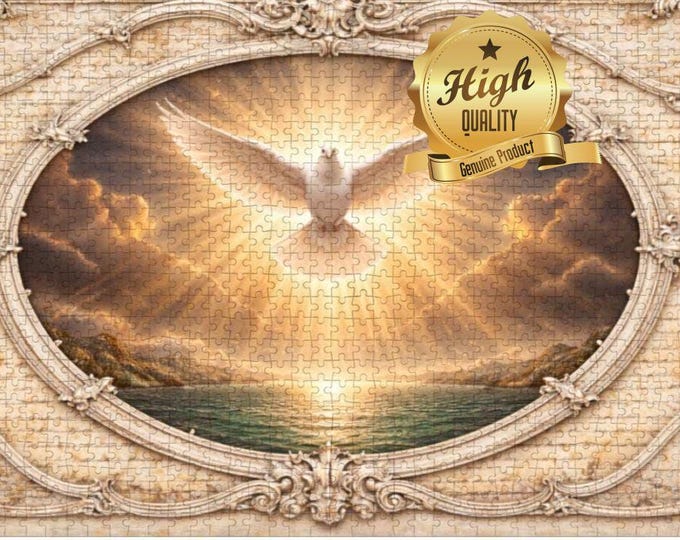 Holy Spirit Dove Wooden Jigsaw Puzzle: Faith, Peace, Christian Artwork (500/1000 Pieces)