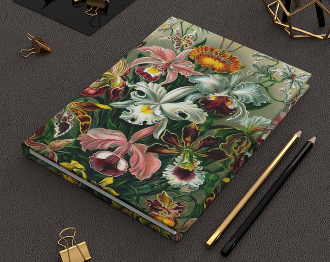 Hardcover Journal, Orchidae By Ernest Haeckel, Antique Picture Design, Notebook, Sketchbook, Planner, Diary, Beautiful Flowers