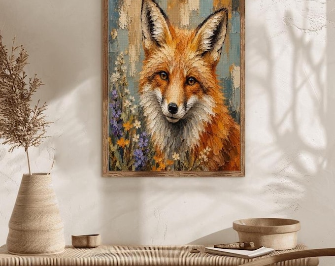 Fox Diamond Painting Kit, Red Fox Diamond Art, Woodland Animal DIY Craft Kit, Wildlife Wall Decor, Full Drill Diamond Painting Gift