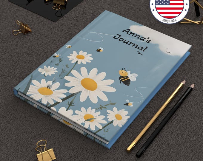 Floral Hardcover Journal: Bee Theme, Nature Lover's Notebook