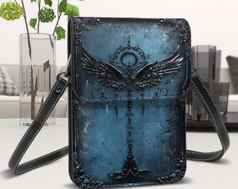 Angel Wings Phone Purse: Faux Leather Crossbody Wallet with Card Slots