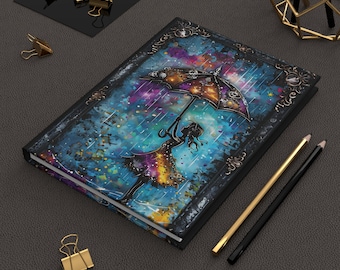 Rainy Day Hardcover Journal: Steampunk Girl with Umbrella