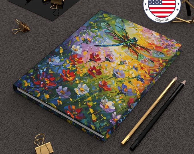 Dragonfly Hardcover Journal: Colorful Oil Painting Art Notebook