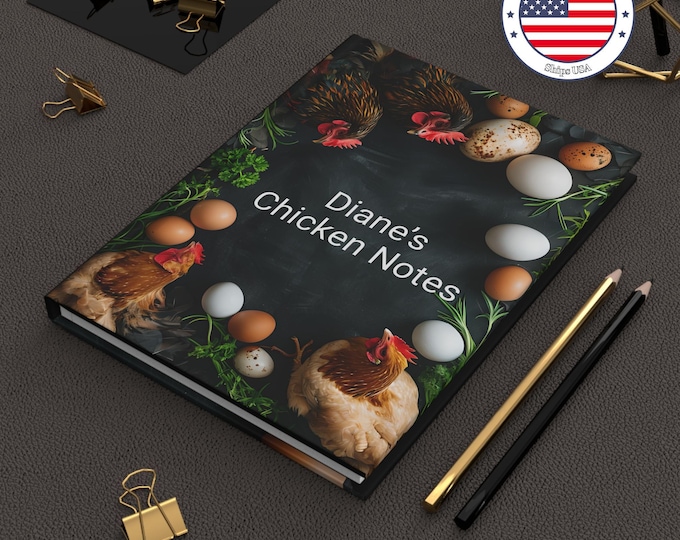 Personalized Chicken & Egg Hardcover Journal: Farmhouse Style Nature Notebook