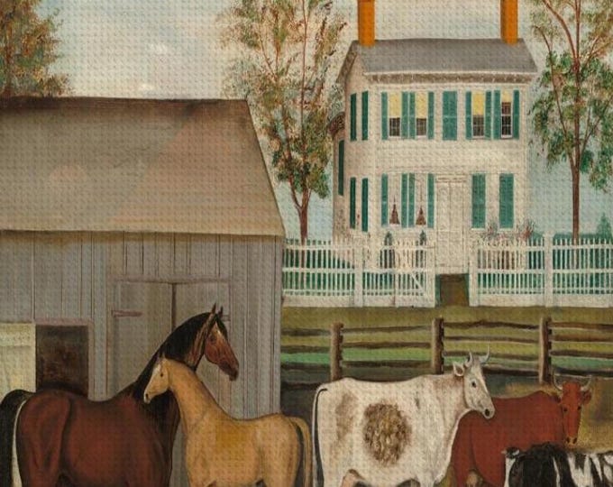 DIY Diamond Painting, Amzi Emmons Zeliff - The Barnyard, Vintage Antique Art Design, Full Kit, Dimond Art
