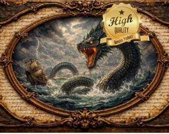 Sea Serpent Kraken Wooden Puzzle 500 or 1000 Piece Jigsaw Puzzle Ocean Monster Puzzle Fantasy Sea Creature Puzzle Adventure Puzzle Gift