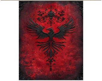 Diamond Painting, Gothic Crimson With Intricate Phoenix Design, Diamond Paintings, DIY, 16”x20”, Diamond Art, 2 Designs, Unique, Customized