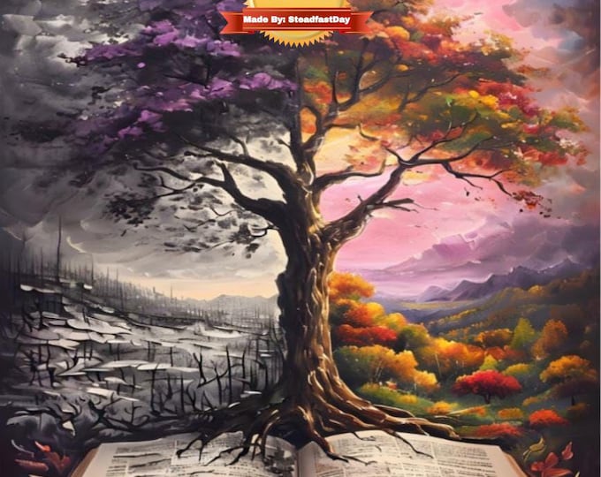 Tree Art Paint by Numbers Kit, Tree Growing out of Book with Stand, Framed Painting Kit, DIY Art Gift, Home Gift, Color by Number