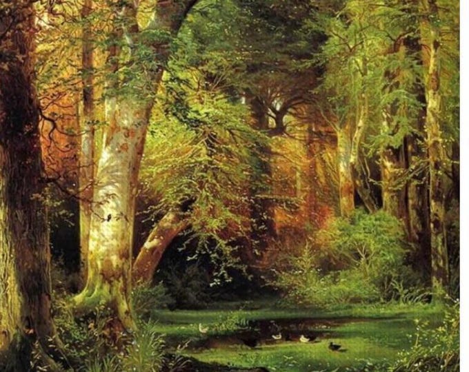 Vintage Forest Scene Diamond Painting Kit with Complete Tool Set, DIY Craft for Home Decor, Thomas Moran Art Design, Diamond Art, Craft