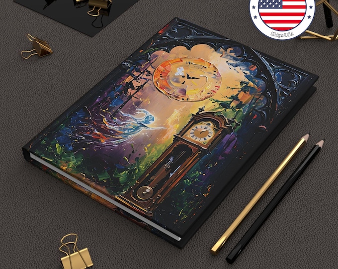 Fantasy Clock Hardcover Journal: Dreamy Ghost Timekeeper's Diary