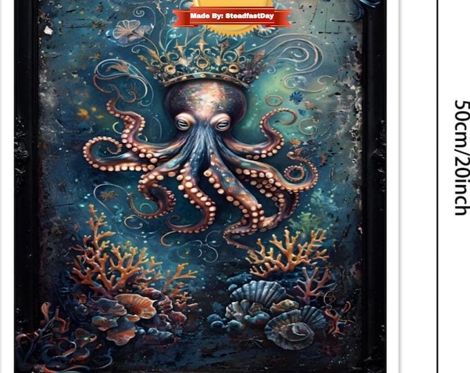 Steampunk Octopus Framed Paint by Numbers Kit for Adults, Art Kit with Stand, DIY Craft, Unique Decor, Art Gift, Ocean, Color by Number, PBN