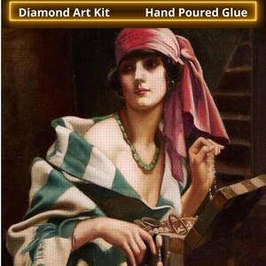 Harold H Piffard Art Diamond Painting Kit with Complete Tool Set for DIY Home Decor, Vintage Pirate Woman Design, Craft Kit