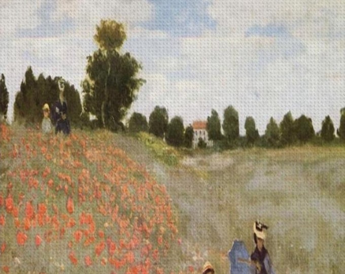 Claude Monet's Poppy Fields Diamond Painting Kit - DIY Artwork in 16x20, Single-Sided Design with Full Tool Kit - Enhance Home Decor