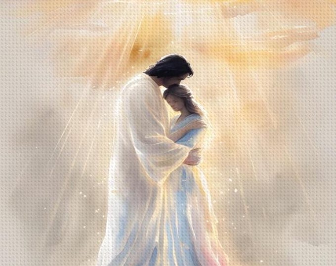 Heavenly Hug, Embrace, Diamond Painting Kit | DIY Art Kit for Home Decor & Artist Gift, Heaven, Diamond Art, 16x20, Free Shipping, Jesus