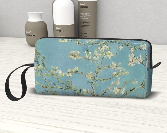 Makeup Bag Clutch Purse, Almond Blossoms by VAN GOGH, Vintage Antique Art Design, Large Storage Area