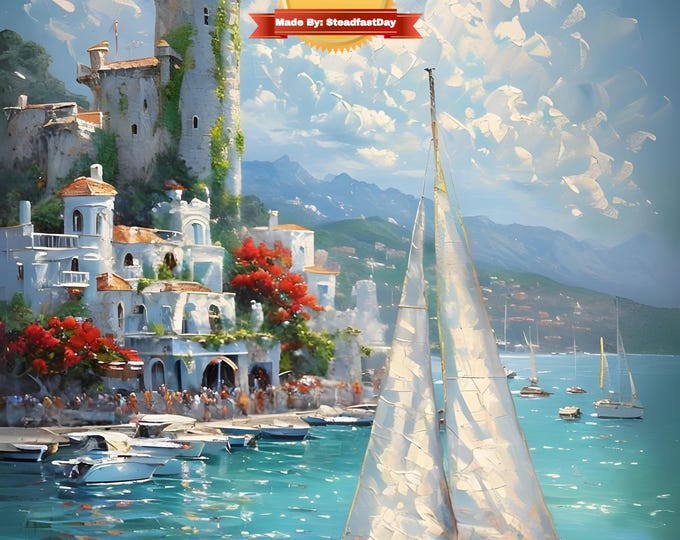 Paint by Numbers, Sailboat, Paint by number Kit, Painting of a Sailboat Seaside to a Castle Tower, Includes Everything! Painting by numbers