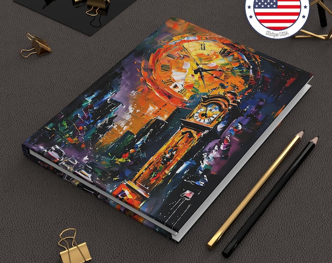 Artistic Clock Hardcover Journal: Vibrant Colors, Perforated Pages