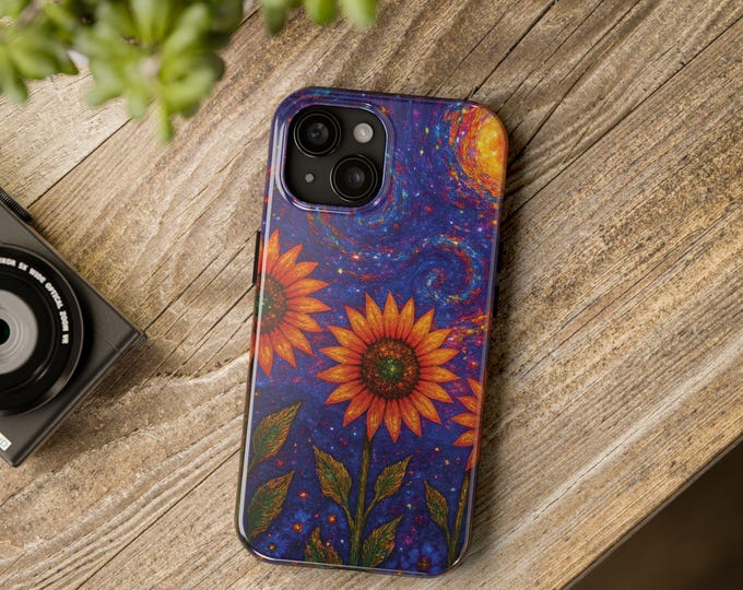 Sunflower Cosmic Phone Case: Lexan Plastic, Shock Absorbent