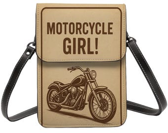 Motorcycle Bag, Motorcycle Girl, Crossbody or Shoulder Strap, Cell Phone Purse, Biker Gift
