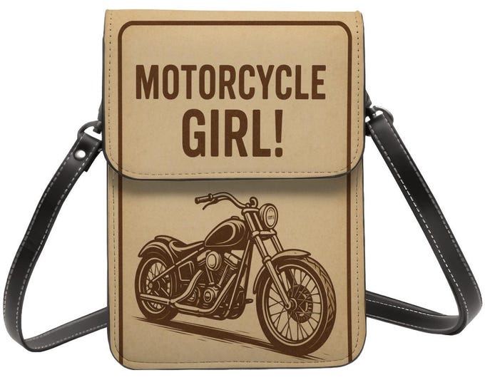 Motorcycle Bag, Motorcycle Girl, Crossbody or Shoulder Strap, Cell Phone Purse, Biker Gift
