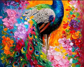 Diamond Painting, Peacock, DIY, Diamond Painting with Frame, Framed Canvas, Large 20"x28" or 16”x20”, 12”x16” unframed, Diamond Art Full Kit