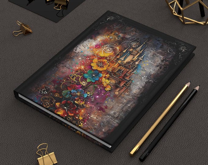 Castle, Steampunk, Hard cover, Journal,  Fantasy Writer Notebook, Vintage Diary Planner, Sci-Fi Sketchbook, Gothic Bullet Journal, Retro