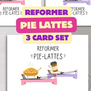 Food Pilates Pun Cards | Set of 3 Cute funny reformer pilates foodie art prints, yoga gym lovers, coffee addicts, baking, instant download