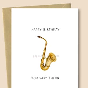 You Saxy Thing - Carte d'anniversaire drôle de saxophone imprimable - Carte numérique de jeu de mots musique pour saxophoniste, cadeau pour musicien de jazz