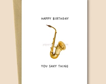 おもしろいサックスの誕生日カード – 音楽ダジャレギフト（デジタルダウンロード）