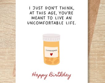 White Lotus Lorazepam Birthday Card, Uncomfortable Life Victoria Ratcliffe Quote (Digital Download)