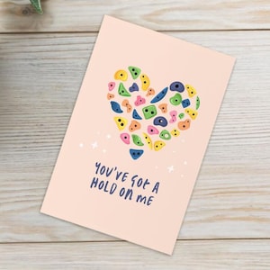 Printable Greeting Card Valentines Day Rock Climbing Card, Digital Download, Anniversary, Heart climb holds, Bouldering Partner Gift Idea