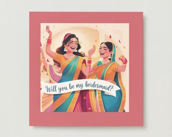 Indian Disney-Inspired 'Will You Be My Bridesmaid?' Proposal Card for South Asian Weddings – Instant Digital Download (PDF & PNG)