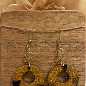 Black and gold glitter earrings
