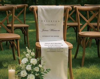 Memorial Sign, Wedding Chair Reserved Banner – In Loving Memory Tribute, Ceremony Decoration, Wedding Aisle Sign, Rustic Wedding Accent