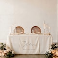Wedding Table Runner Linen, Personalized Custom Banner, Name Decor Sweetheart Reception, Elegant Fabric Sign