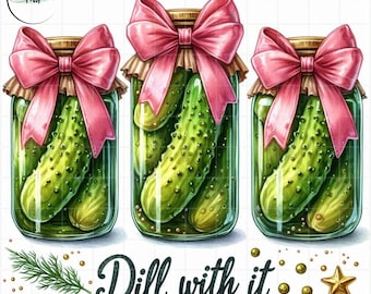 Dill med det pickle PNG: Rolig pickle burk clipart (digital nedladdning)