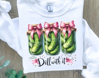 Dill With It Pickle PNG: Funny Retro Clipart (Digital Download)