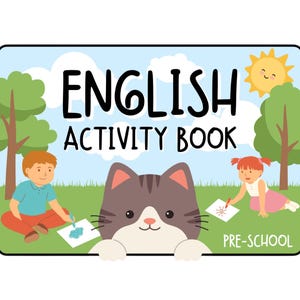 English Activity Book, Learning Book For Childrean Preschool 8x10&#39;&#39; Size PDF Digital Download