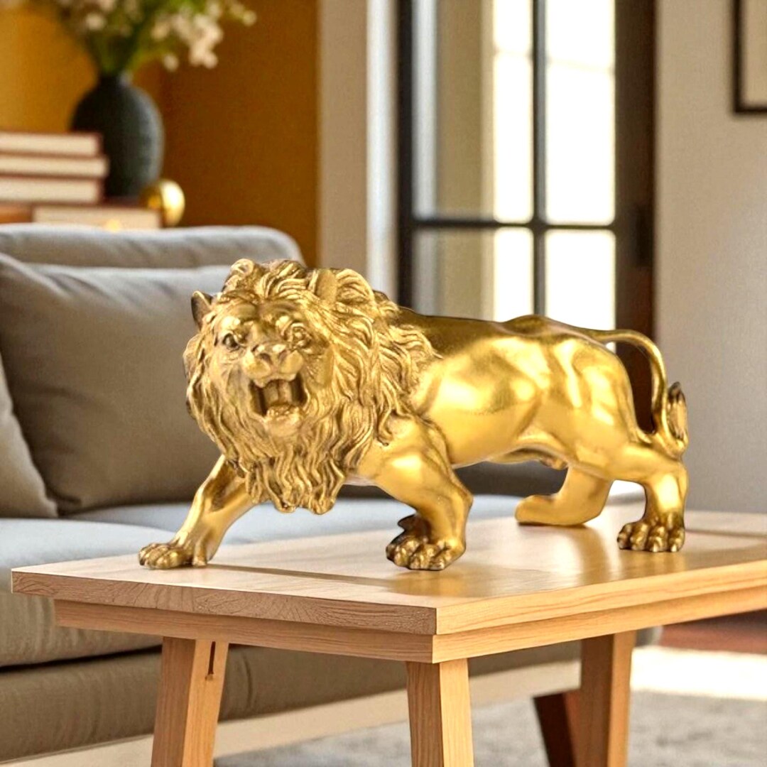 Brass Lion Statue, Decorative Showpiece, Luxury Gift - Etsy