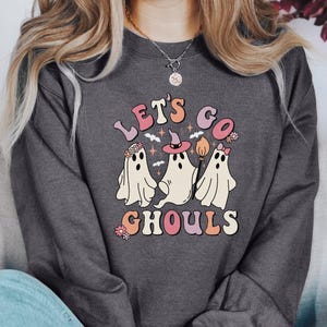 Lets Go Ghouls Sweatshirt: Retro Halloween Ghost Sweater