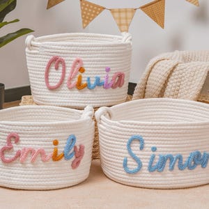 Personalisierter Babykorb Geschenk mit Namen,Baby-Korb-Geschenk,Seil Baumwolle Baby-Geschenk-Korb,Baby-Dusche-Geschenk-Korb,Neugeborenen Geschenk,Kinderzimmer-Dekor