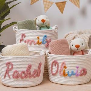 Personalized Rope Cotton Baby Gift Basket,Baby Basket Gift,Baby Shower Gift Basket,Newborn Gift,Nursery Decor,Baby basket gift with name